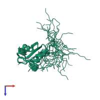 PDB entry 1x4h coloured by chain, ensemble of 20 models, top view.