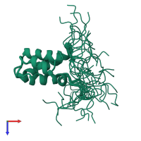 PDB entry 1x4q coloured by chain, ensemble of 20 models, top view.