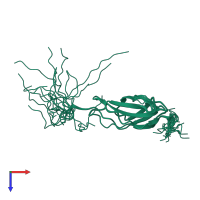 PDB entry 1x4z coloured by chain, ensemble of 20 models, top view.