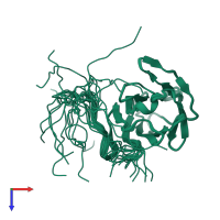 PDB entry 1x50 coloured by chain, ensemble of 20 models, top view.