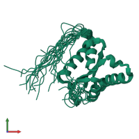 PDB entry 1x52 coloured by chain, ensemble of 20 models, front view.