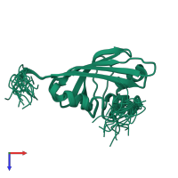 PDB entry 1x53 coloured by chain, ensemble of 20 models, top view.