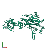 PDB entry 1x56 coloured by chain, front view.