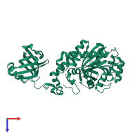 PDB entry 1x56 coloured by chain, top view.