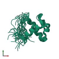 PDB entry 1x58 coloured by chain, ensemble of 20 models, front view.