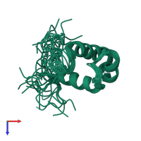 PDB entry 1x58 coloured by chain, ensemble of 20 models, top view.