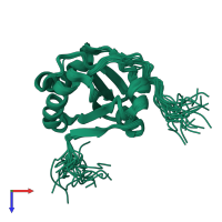 PDB entry 1x5e coloured by chain, ensemble of 20 models, top view.