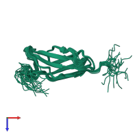 PDB entry 1x5j coloured by chain, ensemble of 20 models, top view.