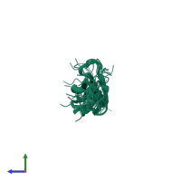 PDB entry 1x5l coloured by chain, ensemble of 20 models, side view.