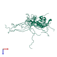 PDB entry 1x5o coloured by chain, ensemble of 20 models, top view.