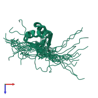 PDB entry 1x5s coloured by chain, ensemble of 20 models, top view.