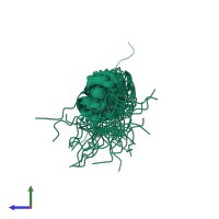 PDB entry 1x5w coloured by chain, ensemble of 20 models, side view.