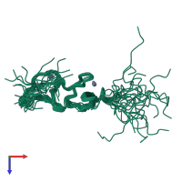 PDB entry 1x68 coloured by chain, ensemble of 20 models, top view.