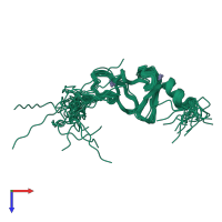 PDB entry 1x6a coloured by chain, ensemble of 20 models, top view.