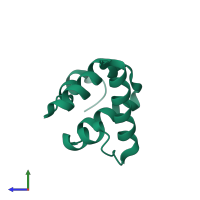 PDB entry 1x6j coloured by chain, side view.