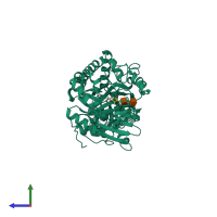 PDB entry 1x6n coloured by chain, side view.