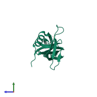 PDB entry 1x6o coloured by chain, side view.