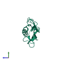 PDB entry 1x6q coloured by chain, side view.