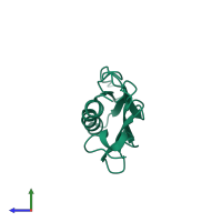 PDB entry 1x6r coloured by chain, side view.