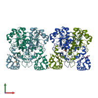PDB entry 1x74 coloured by chain, front view.