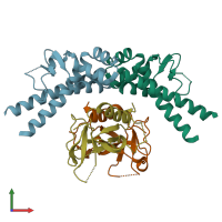 PDB entry 1x75 coloured by chain, front view.