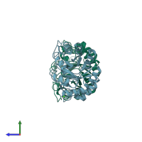 PDB entry 1x7i coloured by chain, side view.