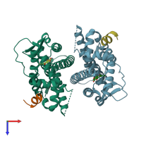 PDB entry 1x7j coloured by chain, top view.