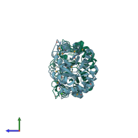 PDB entry 1x8c coloured by chain, side view.