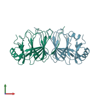 PDB entry 1x8e coloured by chain, front view.