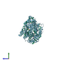 PDB entry 1x8j coloured by chain, side view.
