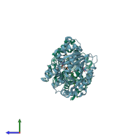 PDB entry 1x8l coloured by chain, side view.