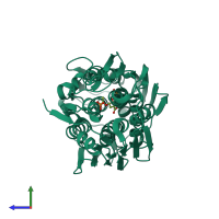 PDB entry 1x8t coloured by chain, side view.