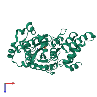 PDB entry 1x8x coloured by chain, top view.