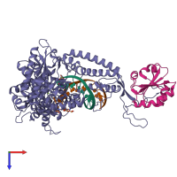 PDB entry 1x9m coloured by chain, top view.