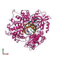 PDB entry 1x9n coloured by chain, front view.