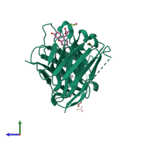 PDB entry 1x9q coloured by chain, side view.