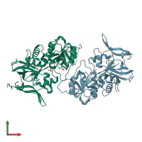 PDB entry 1xa0 coloured by chain, front view.