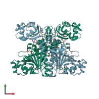 PDB entry 1xa3 coloured by chain, front view.