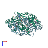 PDB entry 1xa4 coloured by chain, top view.