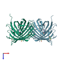 PDB entry 1xae coloured by chain, top view.