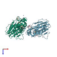 PDB entry 1xaf coloured by chain, top view.
