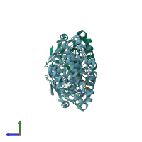 PDB entry 1xah coloured by chain, side view.
