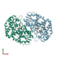 PDB entry 1xai coloured by chain, front view.