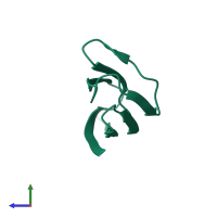 PDB entry 1xak coloured by chain, side view.