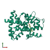 PDB entry 1xap coloured by chain, front view.