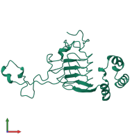 PDB entry 1xat coloured by chain, front view.