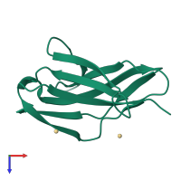 PDB entry 1xau coloured by chain, top view.