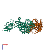 PDB entry 1xb2 coloured by chain, top view.