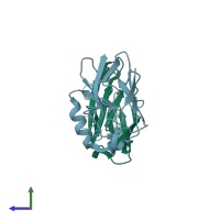 PDB entry 1xb8 coloured by chain, side view.