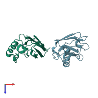 PDB entry 1xb8 coloured by chain, top view.